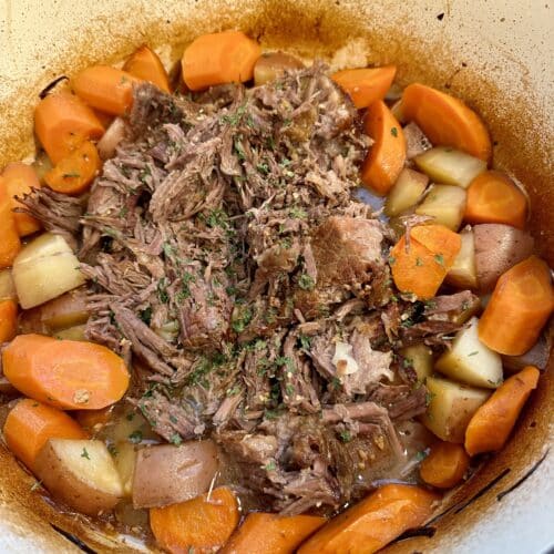 DUTCH OVEN POT ROAST WITH POTATOES AND CARROTS